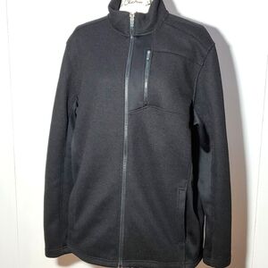 IZOD- Mens Black full zipper textured performance coat jacket logo size Large